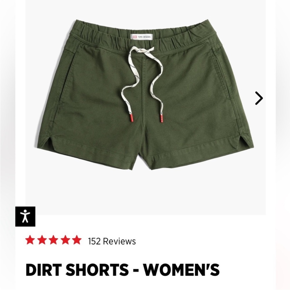 NWT Topo Design Shorts Womens Medium Green Olive High Rise Organic Dirt